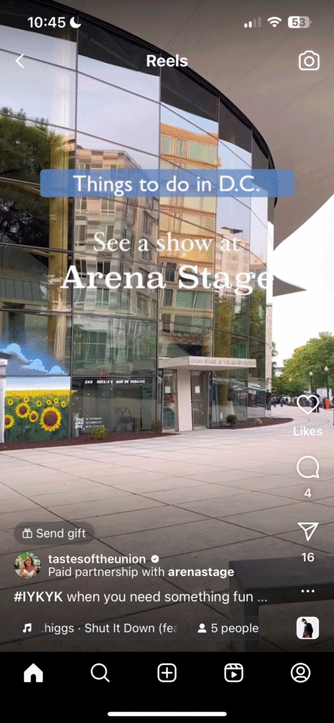 We partnered with key influencers as part of our brand campaign for Arena Stage.