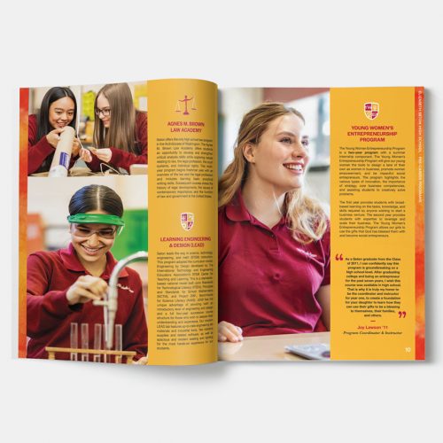 Graphic design and new photography brought ESHS's new admissions brochure to life.