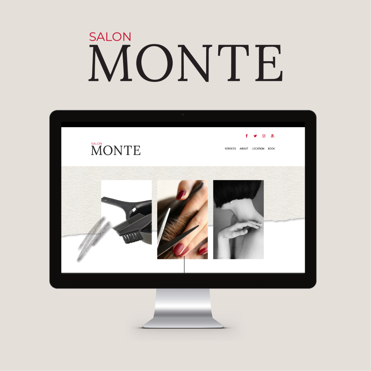 web mockup for salon monte