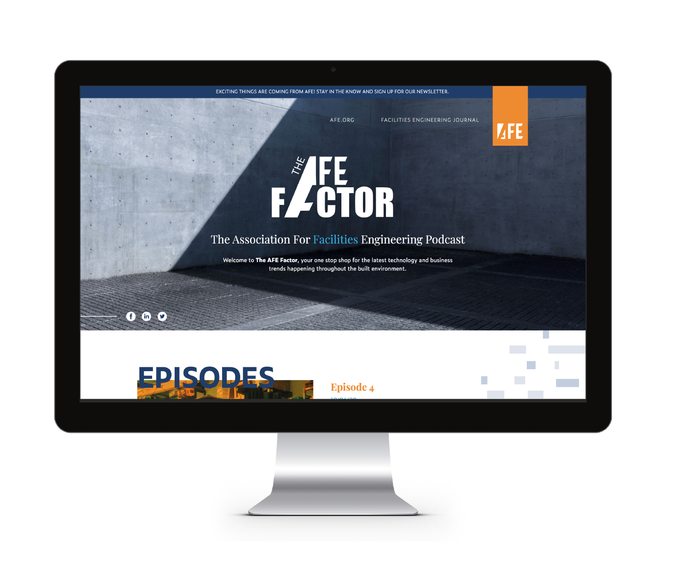 monitor screen of the afe factor podcast website
